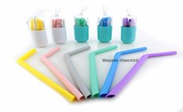 Silicone Foldable Drinking Straw Set With Mini Box Brush Reusable Collapsible Straws For Outdoor Travel Kitchen Bar Certified Safe2102956