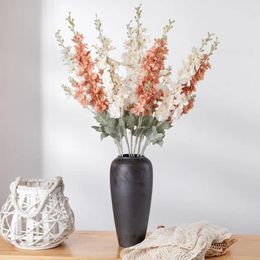 Decorative Flowers Artificial Delphinium Wedding Pography Rose Bouquet Props Home Living Room Bedroom Desktop Green Plant Decoration