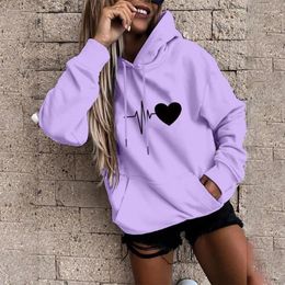 Women's Hoodies Tops Long Sleeve Sports Blouse 2024 Spring Fashion Fun Print Sweatshirts Solid Casual Loose Hooded Sweatshirt