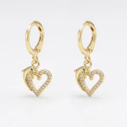 Hoop Earrings Gold Colour Set For Women Man Heart Hollow Dangle Eardrops Metal Pendant Trendy Jewellery 2024 1 Pair