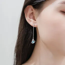 Stud Earrings S925 Sterling Silver Dream Star Blue Crystal Women Tassels Gentle Temperament Versatile Light Luxury Design Ins 2024