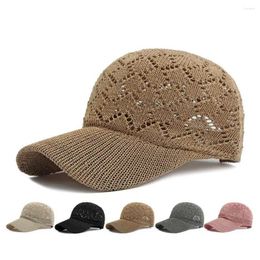 Ball Caps Female Spring And Summer Baseball Knitting Hats Polyester 55-60cm Dome Breathable Mesh Hollow Pattern BQ0605