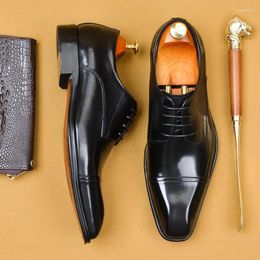 Dress Shoes Handmade Men Genuine Leather Italian Style Business Formal Brogue Handsome Oxford 2024