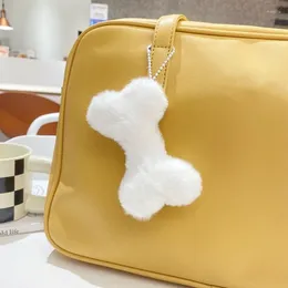 Keychains Cute Dog Bone Pendant Key Ring Plush Keychain Soft Stuffed Keyrings For Boy Girl Bag Decorations Student Accessories