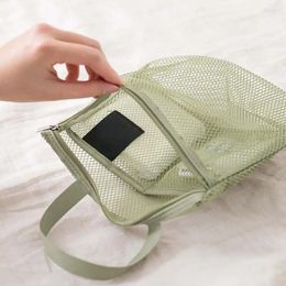 Storage Bags Toiletry Pouch Capacity Mesh Bag With Portable Handle Quick Drying Zipper Heavy Duty Shower Travel Makeup For Women