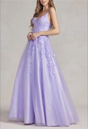 Party Dresses Purple Lace Print Prom Gown Sexy Cut-Out See-Through Slit Tulle Evening Dress Sweet Sleeveless Strap Private Custom ...