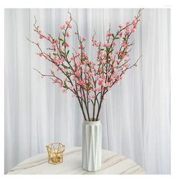 Decorative Flowers 5 Fork Artificial Peach Blossom Branches Home Decoration Fake Plum Garden Forest Big Tree Wedding