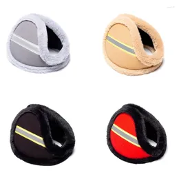 Berets Reflective Stripe Plush Earmuff Adult Night Visible Ear Warmer Winter Cold Presents For Students Teens Skiing 449B