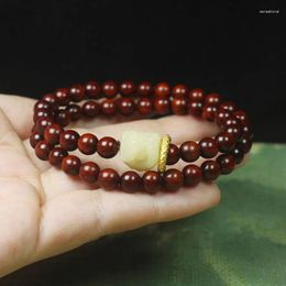 Strand Zambia Rosewood 0.6 Xingshi Flexible Ring Double-Layer Bracelet Wooden Buddha Beads