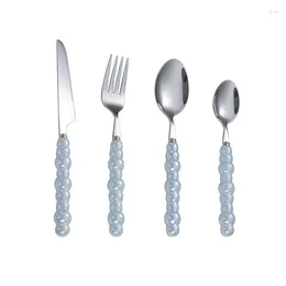 Dinnerware Sets Ceramic Pearl Handle 304 Stainless Steel Knife Fork Spoon Tableware Household Steak Dessert