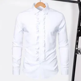 Men's Dress Shirts Victorian Style Shirt Retro Medieval Royal With Ruffle Patchwork Lapel Collar Long Sleeve Slim Fit