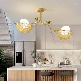 Ceiling Lights Cottagecore Bird'S Nest Chandeliers For Living Room Bar Dining Table Kitchen Island Loft Decor Hanging LED Lighting Fixtures