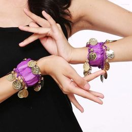 Charm Bracelets Beaded Belly Dance Cuffs Individuality Suspended Coins Chiffon Adjustable Plating Performances