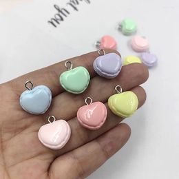 Charms 10pcs Korea Macaron Hearts For Jewelry Making Findings Resin Glossy Floating Pendant Flatback Diy Earrings Keychain