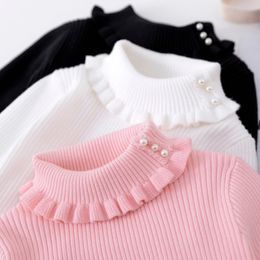 Ins Fashion Girls Knit Sweters Turtleeck Winter Children Odzież Dziewczyny Pullover Swetery 240129
