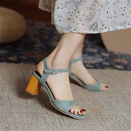 Sandals PXELENA Classic Women Ankle Strap Block Square High Heels Shoes Plus Size 34-43 Summer 2024 Pink Office Lady Daily Date