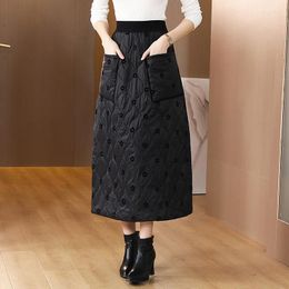 Skirts Japanese Style Patchwork Floral Padded Cotton Thicken Warm Autumn Winter Outwear Down Fashion Women Spring Casual