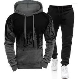 Men's Tracksuits Autumn Winter Trending Men Camouflage Hoodie Pant 2 Piece Set Sports Wear 3d Ink Jogging Suits