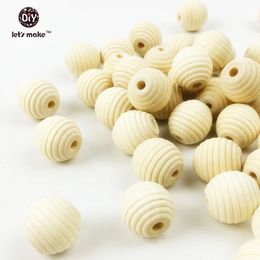 Lets make 100 Pcs 18mm Round Beehive Wood Beads Diy Teething Necklace Wooden Teether Food Grade Wooden Teether Baby Teether 240202