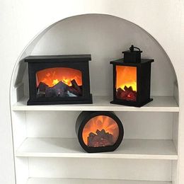 Decorative Fake Fireplace with Fire Imitation Mini Led Flame Effect Mood Light Christmas Halloween Gifts Home Decor 240131