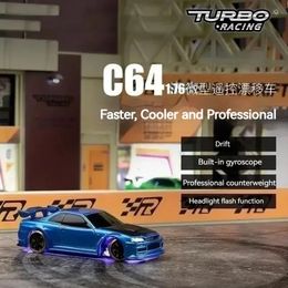 Turbo Racing 1 76 Mini Remote Control Drift Car C61c62c63c64 Small Proportional Rear Drive Jdm Toy Gift Safe And Reliable 240122