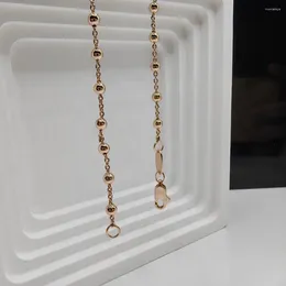 Chains Exquisite Rose Gold Color Bracelet Necklace For Women Men Round Bead Chain Girl