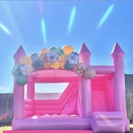 wholesale Commercial Pink Wedding Inflatable Bouncy Castle With Side Bouncer Bounce House For Christenings Baby Showers 001