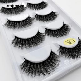 LANJINGLIN 10 boxes lot mink eyelashes natural long false 100% handmade soft 3d lashes makeup faux cils G811 240130