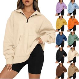 Women's Hoodies Women 2024 Plain Pocket Autumn Winter Loose Casual Long Sleeve Plush Sweatshirt Pullovers