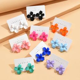 Stud Earrings Mulite-color Flower Drop Dangle Earring For Women 2024 Trendy Metal Floral Statement Pendientes Jewelry Female Gifts