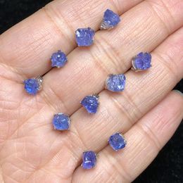 Stud Earrings 1 Pair Fengbaowu Natural Raw Tanzanite Earring 925 Sterling Silver Clasp Reiki Healing Stone Fashion Jewellery Gift Women