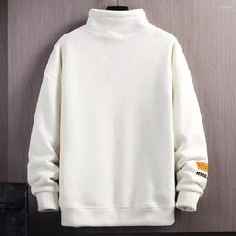 Men's Hoodies Letter Print Sweatshirt Thick Plush Warm With Half-high Collar Cold-proof Neck Protection For Winter Fall Men