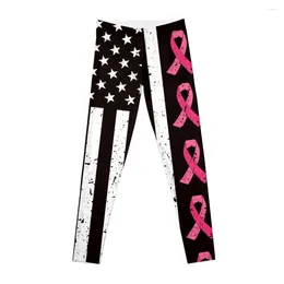 Active Pants Pink Ribbon Breast Cancer Awareness Flag Hope Strength Courage Gift Tee Leggings Push Up Legging Sport Womens