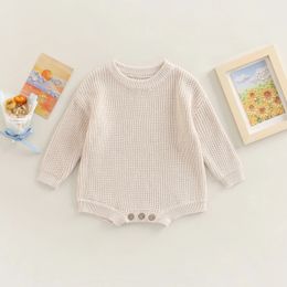 Toddler Baby Sweter Boy Girl Zimowe ubrania Knit Oversize Romper Wszerz Crewneck długi rękaw Top 240129