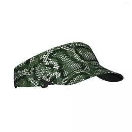 Berets Summer Sun Hat Men Women Adjustable Visor Top Empty Green Snake Skin Pattern Sports Tennis Golf Running Sunscreen Cap