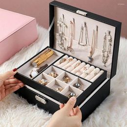 Jewelry Pouches Portable Ornaments Holder Necklace Earrings Rings Display Case Organizer Storage Box Leather