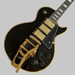 Custom electronic guitar Black Gold Gold hardware 22 freight hot selling high quality sound good spot fast shipping