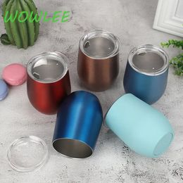 12oz Stainless Steel Wine Tumbler with Sealed Lid Vacuum Thermo Beer Mug Cup Champagne Party Bridemaid Graduation Gift 240122