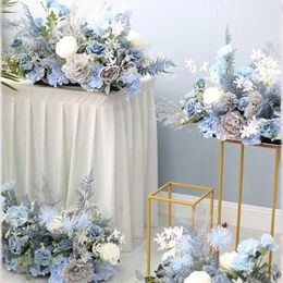 Decorative Flowers Blue Series Customised Wedding Background El Restaurant And Auditorium Arrangment Banquet Aisle Floor Flower