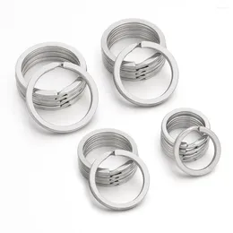 Keychains 10pcs Stainless Steel Key Rings Round Keychain Ring Flat Holder Split Keyfob Accessories For DIY Jewelry Making