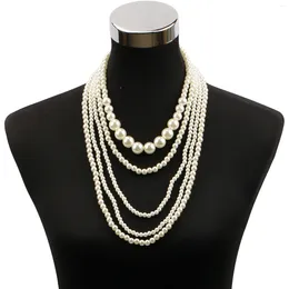 Necklace Earrings Set Pearl For Women Big Long Chunky Statement Bead Bib Faux Pearls Necklaces Western Matching Costume Jewellery