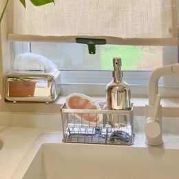 Kitchen Storage Stainless Sponge Holder Steel Sink Drain Rack Faucet Organiser Towel Shelf Soap Drainer Accessory