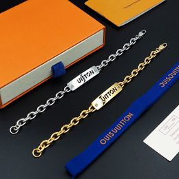 Fashion Men Designer Bracelets Stainless Steel Gold Plated Bracelet Luxury Nameplate Cuban Chain Bracelet Wedding Jewelry Rock Love Gift