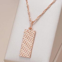 Pendant Necklaces Kinel Fashion Glossy Necklace For Women Luxury 585 Rose Gold Color Simple Square High Quality Daily Jewelry