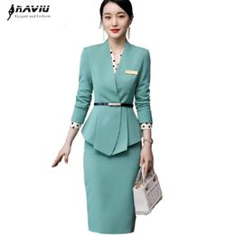 HighEnd Professional Skirt Suits Women Temperament Autumn Winter Formal Slim Blazer Sets Office Ladies Business Work Wear 240202