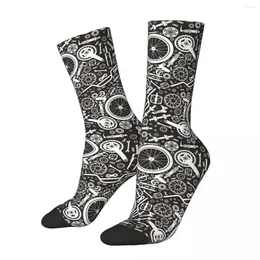 Men's Socks Fashion Bicycle Parts Cycling Bike Lover Print Accessories All Seasons Soft Long Non-slip Gift Idea For Him Her