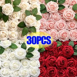 Decorative Flowers 30/5pcs Artificial Rose Multicolor Foam Fake Roses Flower Bouquets For Valentine's Day Wedding Party Decoration Supplies