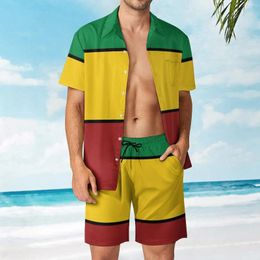 Men's Tracksuits Rasta Stripes Beach Suit 2 Pieces High Quality Swimming Eur Size