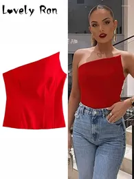 Women's T Shirts Sleeveless Off Shoulder Corset Crop Tops Vest Women Spring 2024 Sexy Solid Chic Tube High Street Backless Skew Collar