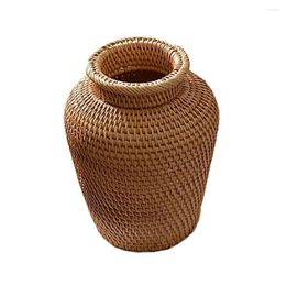 Decorative Flowers Rattan Woven Vase Art Fashion Tabletop Decoration Plants Flower Pot Faddish For Home Decor